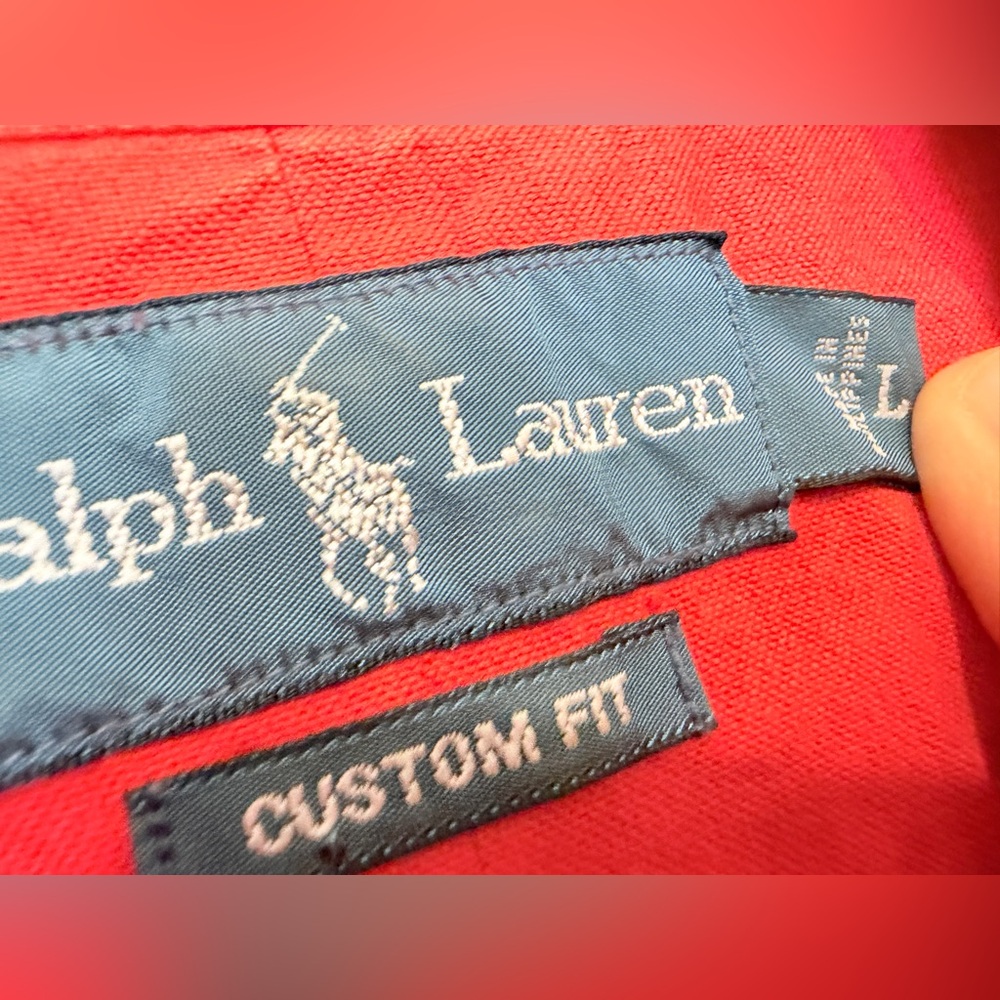 Ralph Lauren Red Button Down Shirt Custom Fit Mens Small Short Sleeve - Picture 3 of 4